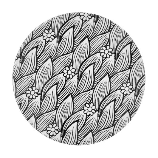 Modernes und Niedliches Schwarz-Weiß-Hippie-Daisy Schneidebrett (Vorderseite)