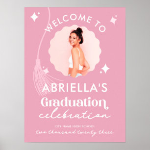 Modernes und Retro-Rosa-Abschluss-Willkommensposte Poster