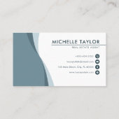 Modernes und sauberes blaues Wave Echtes Anwesen Visitenkarte (Rückseite)