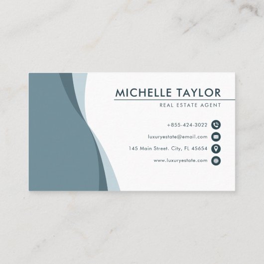 Modernes und sauberes blaues Wave Echtes Anwesen Visitenkarte (Rückseite)