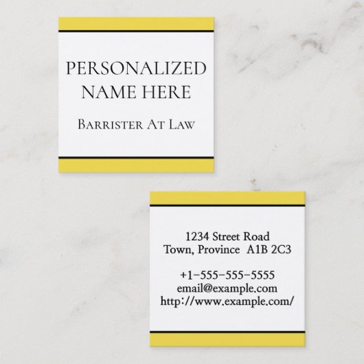 Modernes und schicke Barrister auf der Law Busines Quadratische Visitenkarte (Vorne/Hinten)