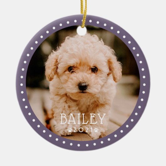 Modernes und spielerisches Dog Dog Dog Puppy Paw F Keramik Ornament (Vorne)