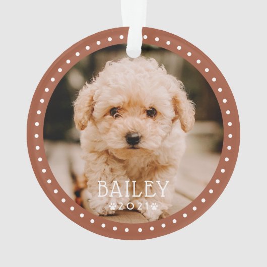 Modernes und spielerisches Dog Dog Dog Puppy Paw F Ornament (Rückseite)