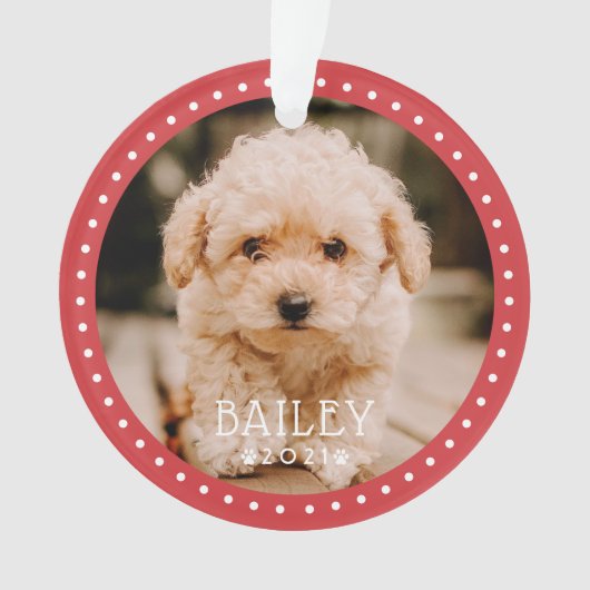 Modernes und spielerisches Dog Dog Dog Puppy Paw F Ornament (Vorderseite)