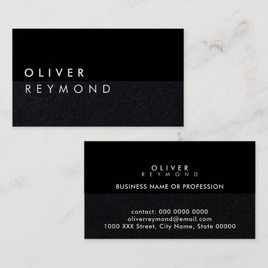 Modernes und stilvolles berufliches Schwarz-Schwar Visitenkarte (Vorne/Hinten)