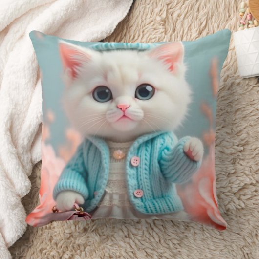 Modernes und stilvolles Chic Cat Design Kissen (Decke)