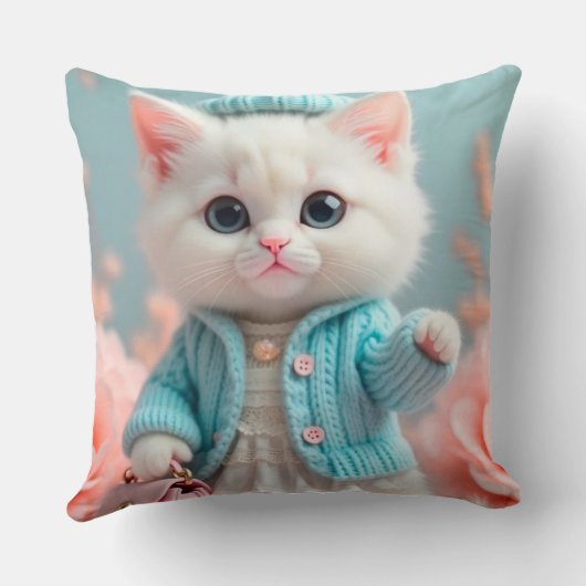 Modernes und stilvolles Chic Cat Design Kissen (Rückseite)