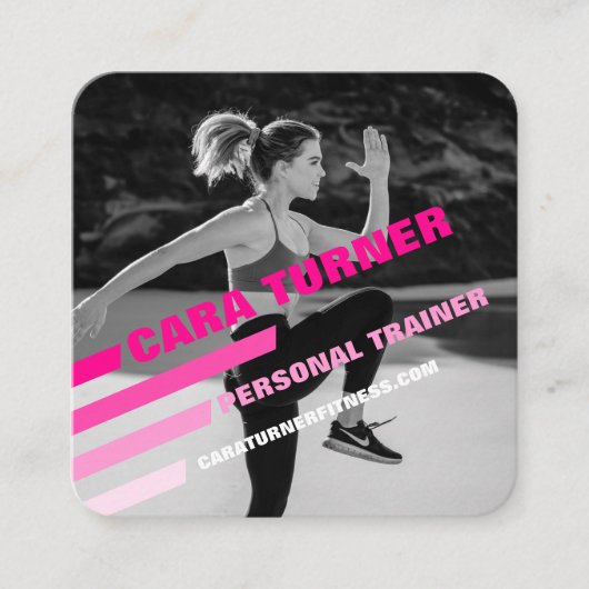 Modernes und trendy Personal Trainer Fitness Foto Quadratische Visitenkarte (Vorderseite)