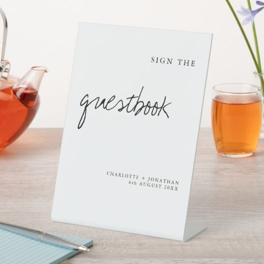 Modernes Unterschreiben des Gästebuches Hochzeitsz Sockelschild (In Situ)