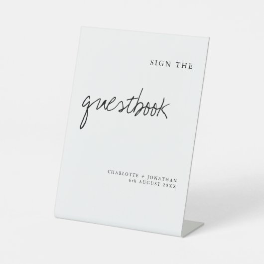 Modernes Unterschreiben des Gästebuches Hochzeitsz Sockelschild (Vorderseite)