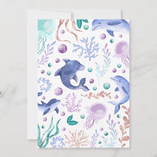 Modernes Unterseelandwerk Retro zum ersten Geburts Einladung (Rückseite)