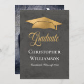 Modernes Urban Abschluss Foto Gold Cap Grau Ankündigung (Vorne/Hinten)