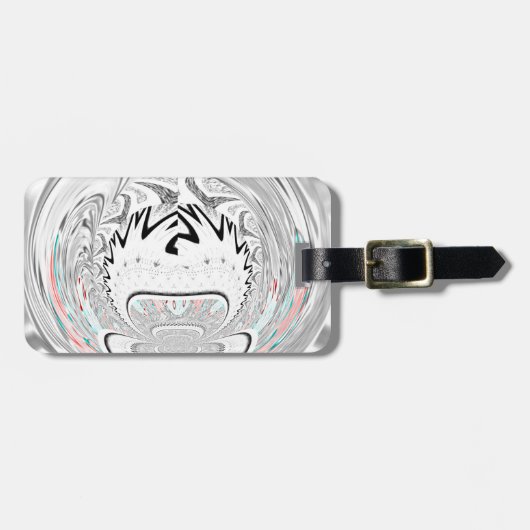 Modernes Urban Ash Gray Flora Abstraktes Muster Ku Gepäckanhänger (Vorderseite horizontal)