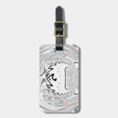 Modernes Urban Ash Gray Flora Abstraktes Muster Ku Gepäckanhänger (Vorderseite vertikal)