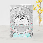 Modernes Urban Ash Gray Flora Abstraktes Muster Ku Karte (Gelbe Blume)