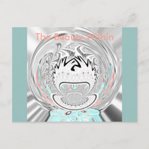 Modernes Urban Ash Gray Flora Abstraktes Muster Ku Postkarte