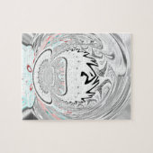 Modernes Urban Ash Gray Flora Abstraktes Muster Ku Puzzle (Horizontal)