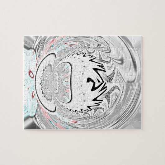 Modernes Urban Ash Gray Flora Abstraktes Muster Ku Puzzle (Horizontal)