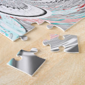 Modernes Urban Ash Gray Flora Abstraktes Muster Ku Puzzle (Seite)