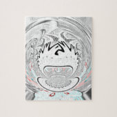 Modernes Urban Ash Gray Flora Abstraktes Muster Ku Puzzle (Vertikal)