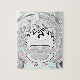 Modernes Urban Ash Gray Flora Abstraktes Muster Ku Puzzle