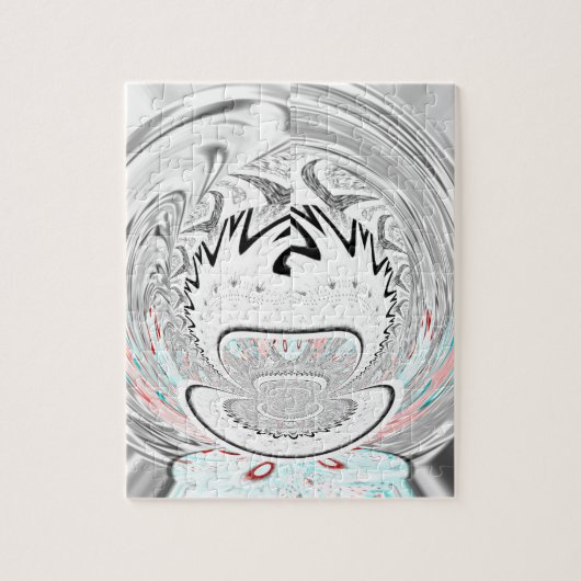 Modernes Urban Ash Gray Flora Abstraktes Muster Ku Puzzle (Vertikal)