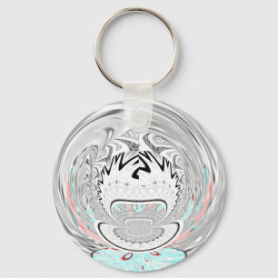 Modernes Urban Ash Gray Flora Abstraktes Muster Ku Schlüsselanhänger