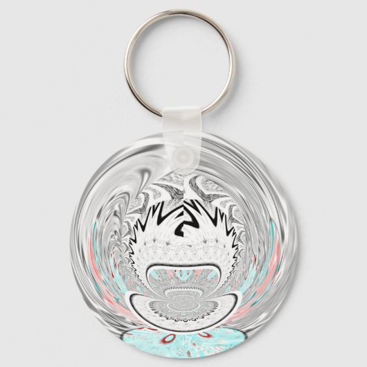 Modernes Urban Ash Gray Flora Abstraktes Muster Ku Schlüsselanhänger (Vorderseite)