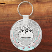 Modernes Urban Ash Gray Flora Abstraktes Muster Ku Schlüsselanhänger (Vorderseite)