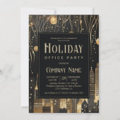 Modernes Urban Black & Gold Holiday Office Party Einladung (Vorderseite)