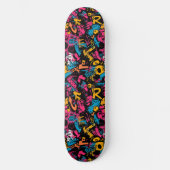 Modernes Urban Graffiti Grunge Muster Skateboard (Vorderseite)