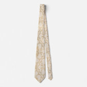 Modernes Urban Sepia Gold Beige White Lace Krawatte (Vorderseite)