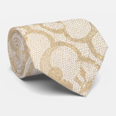 Modernes Urban Sepia Gold Beige White Lace Krawatte (Gerollt)