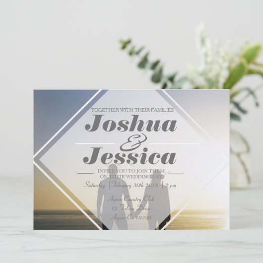 Modernes urbanes Overlay | Custom Foto Wedding Einladung (Stehend Vorderseite)