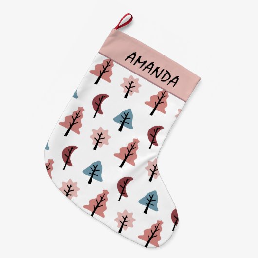 Modernes Urlaubsmuster - Cookie Cutter Name Großer Weihnachtsstrumpf (Vorderansicht (hängend))