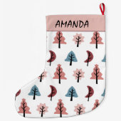 Modernes Urlaubsmuster - Cookie Cutter Name Großer Weihnachtsstrumpf (Rückseite)