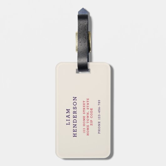 Modernes USA Flag Monogram L Gepäckanhänger (Rückseite vertikal)