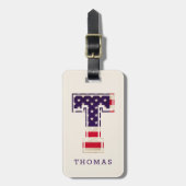 Modernes USA Flag Monogram T Gepäckanhänger (Vorderseite vertikal)