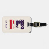 Modernes USA-Flaggenmonogramm E Gepäckanhänger (Vorderseite horizontal)