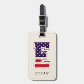 Modernes USA-Flaggenmonogramm E Gepäckanhänger (Vorderseite vertikal)