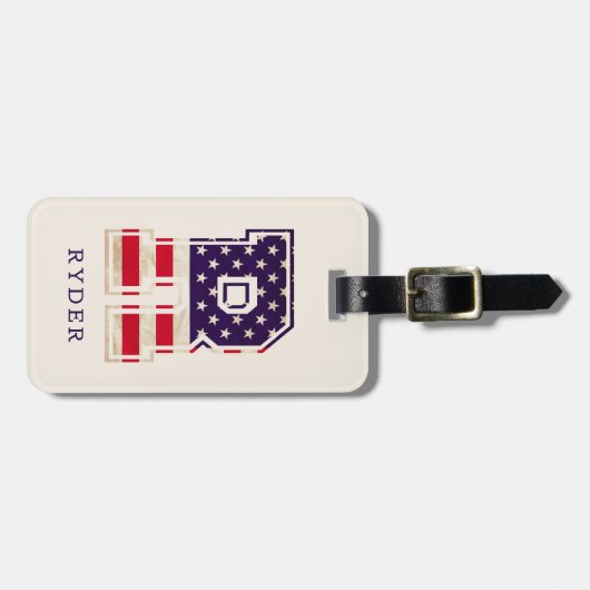 Modernes USA-Flaggenmonogramm R Gepäckanhänger (Vorderseite horizontal)