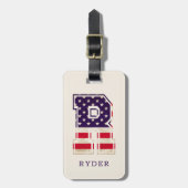 Modernes USA-Flaggenmonogramm R Gepäckanhänger (Vorderseite vertikal)