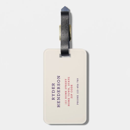 Modernes USA-Flaggenmonogramm R Gepäckanhänger (Rückseite vertikal)