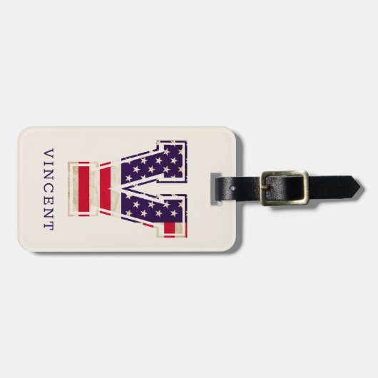 Modernes USA-Flaggenmonogramm V Gepäckanhänger (Vorderseite horizontal)