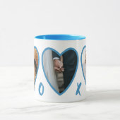 Modernes Valentines Light Blue Hearts Foto Tasse (Zentrum)
