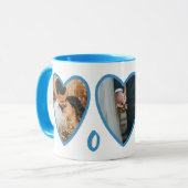 Modernes Valentines Light Blue Hearts Foto Tasse (Vorderseite Links)
