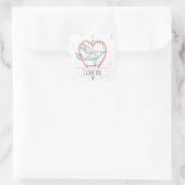 Modernes Valentinisches Liebe Herz und Vogel Quadratischer Aufkleber (Tasche)