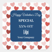 Modernes Valentinstag-besonderes Herz-Muster Quadratischer Aufkleber (Vorderseite)