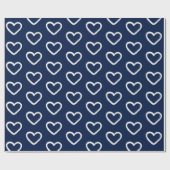 Modernes Valentinstag Blaues Herz Muster Geschenkpapier (Flach)