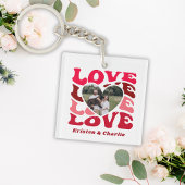 Modernes Valentinstag individuelles Foto Schlüsselanhänger